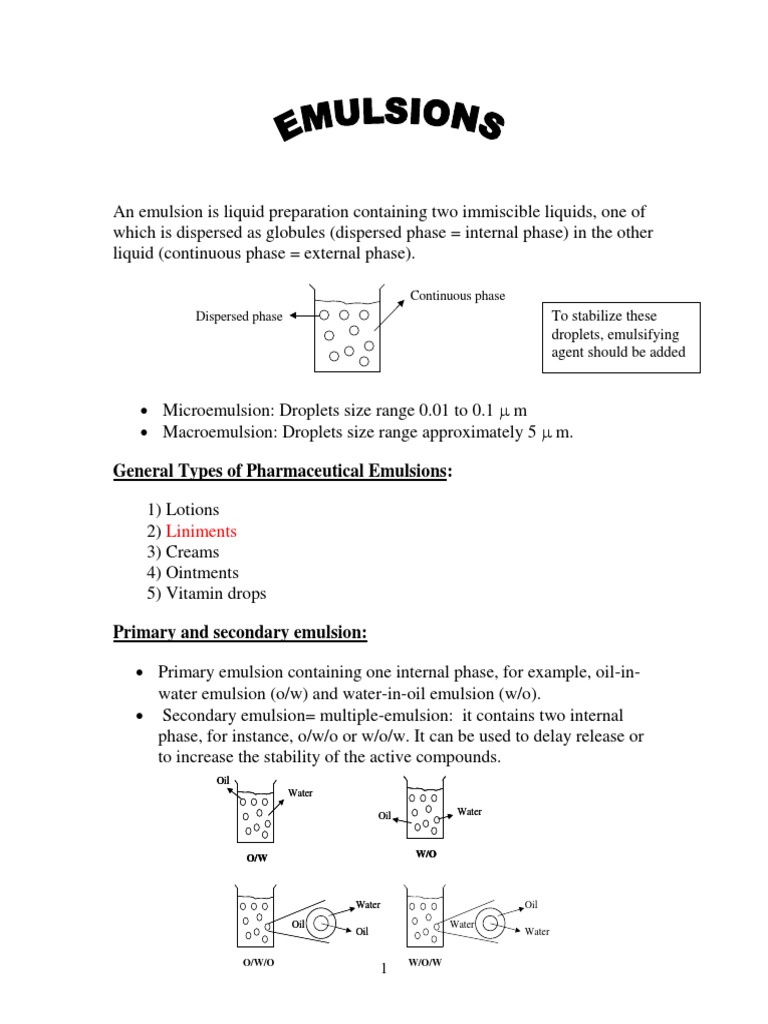Emulsions | PDF | Science & Mathematics