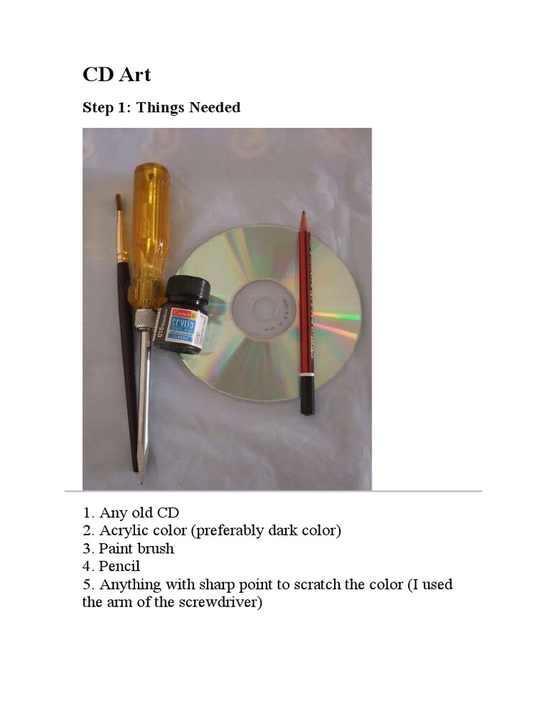 CD Art: Step 1: Things Needed | PDF