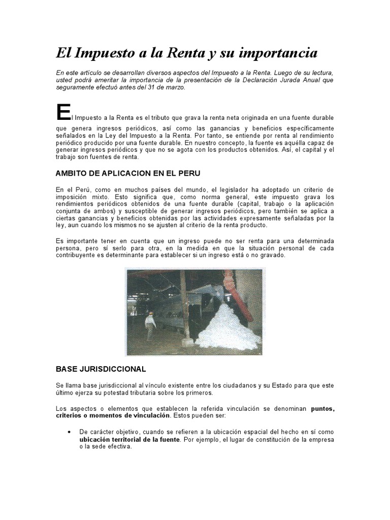 Importancia del Impuesto a la Renta | PDF | Impuestos | Impuesto sobre ...