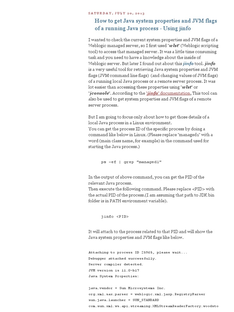 How To Get Java System Properties and JVM Flags of A Running Java