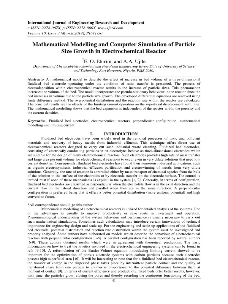 Particle Size Growth in Electrochemical Reactors | PDF ...