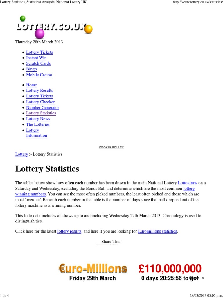 Lottery Statistics, Statistical Analysis, National Lottery UK | PDF ...
