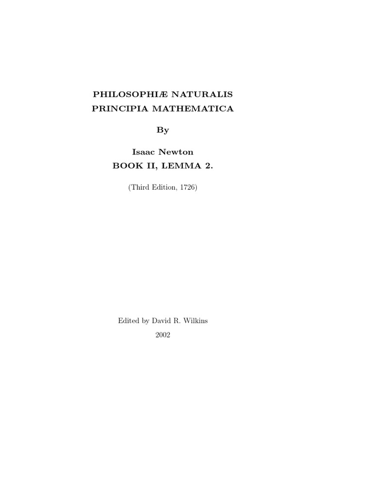Philosophiæ Naturalis Principia Mathematica by Isaac Newton Book Ii ...