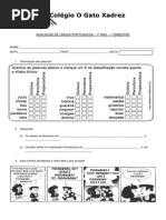 AVALIAÇÃO DE LÍNGUA PORTUGUESA 7º ano 1º bimestre