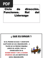Ciclo de dirección. Funciones. Liderazgo