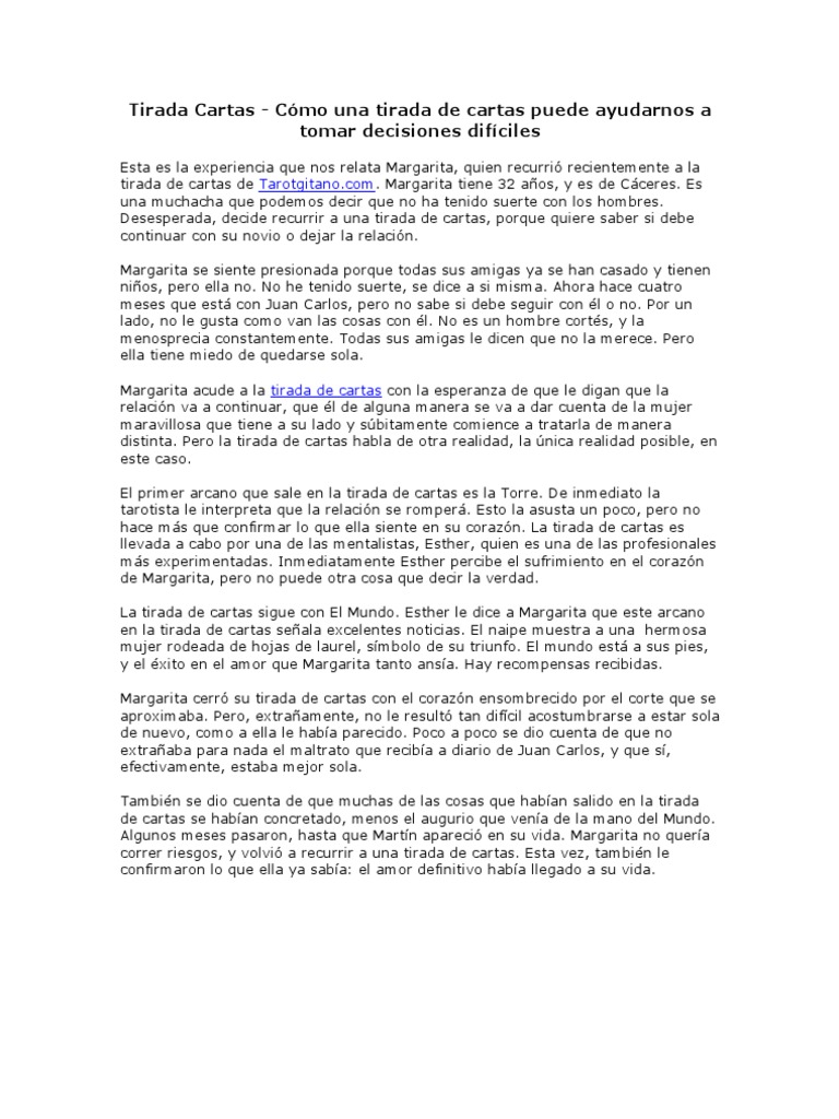 Tirada Cartas  Cómo una tirada de cartas puede ayudarnos a tomar