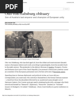 Otto Von Habsburg Obituary | World News | the Guardian