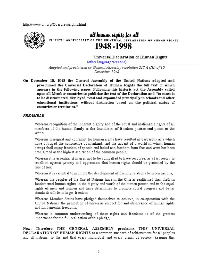 Universal Declaration of Human Rights | PDF