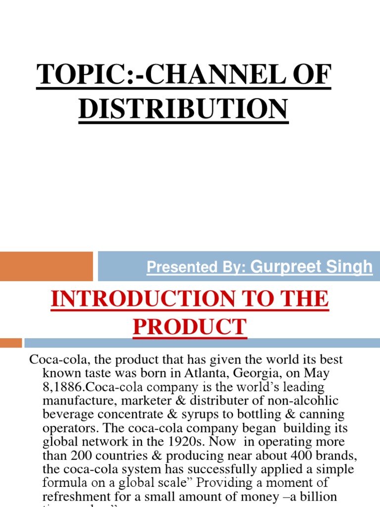 Distribution Channels and Strategies of CocaCola in India PDF Coca