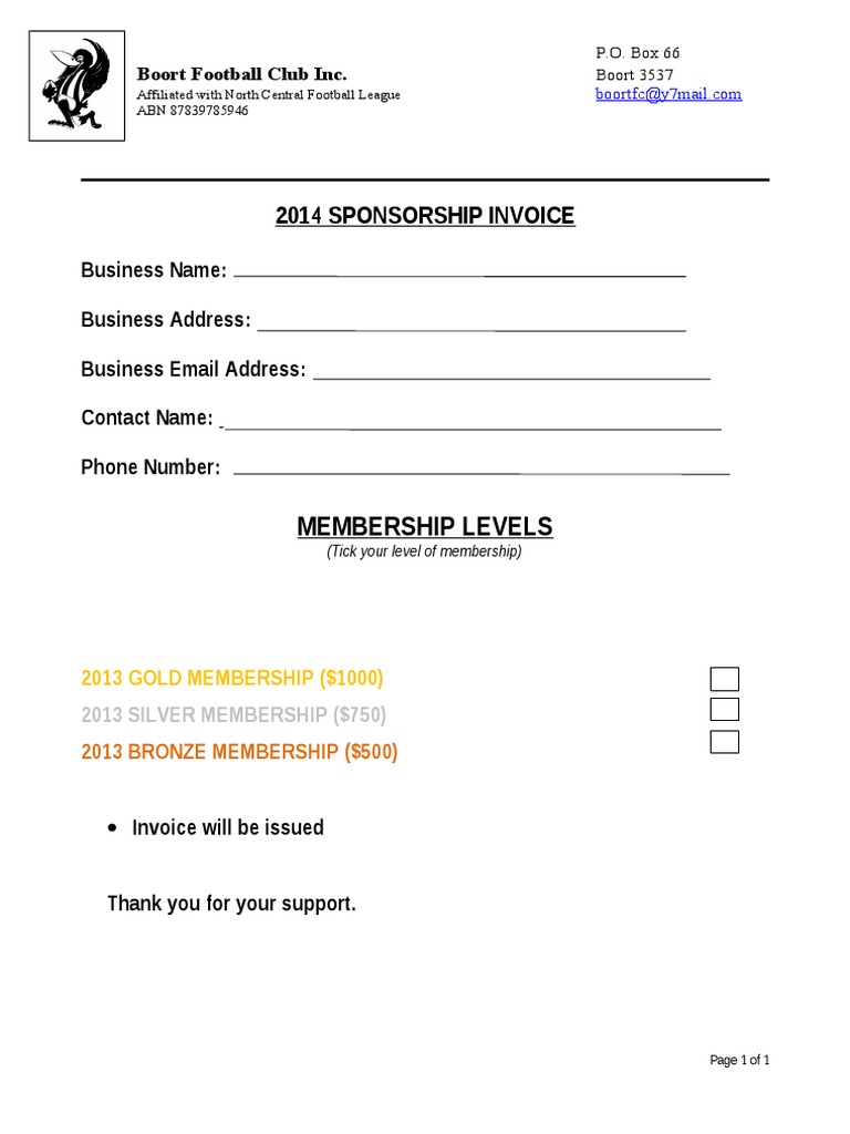 Sponsorship Invoice. PDF