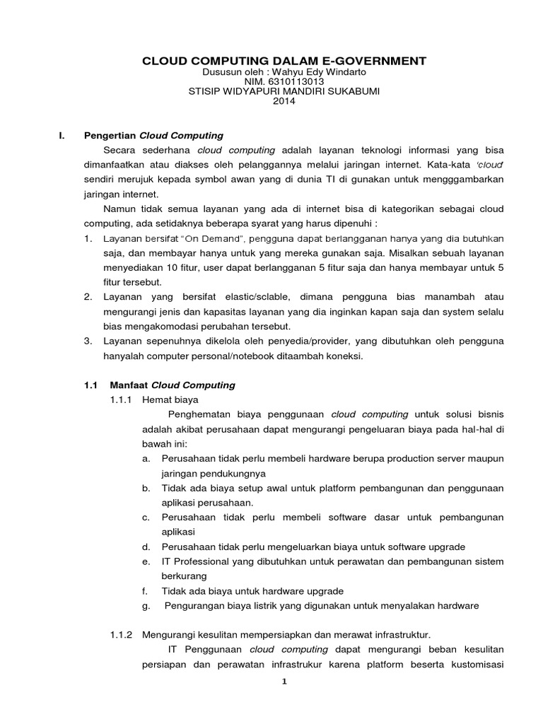 Cloud Computing untuk E-Government | PDF