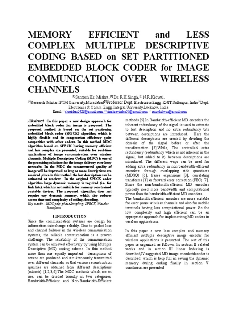 Wireless Image Coding Simplified | PDF | Data Compression | Encodings