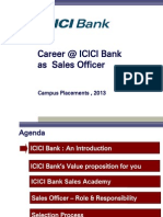 Career at ICICI Bank As Sales Officer: Campus Placements, 2013
