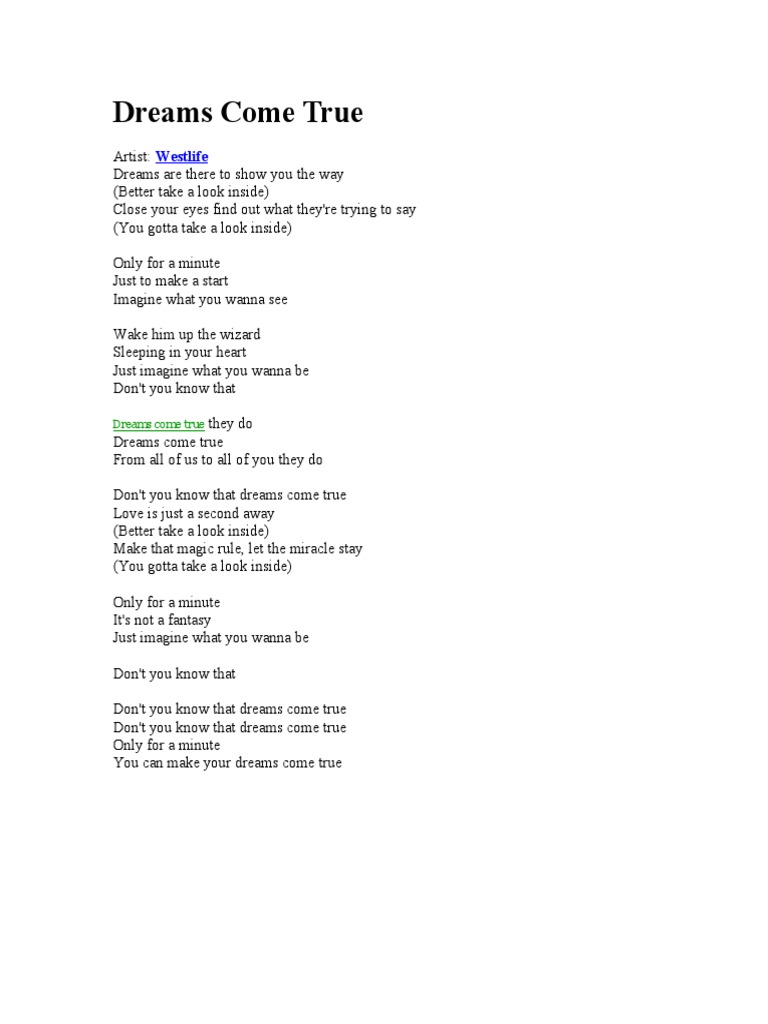 dreams come true black dresses lyrics Westlife's 