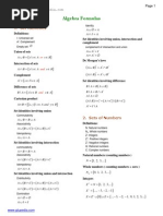 Algebra Formulas: 1. Set Identities