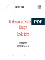 Underground excavation rock bolt design