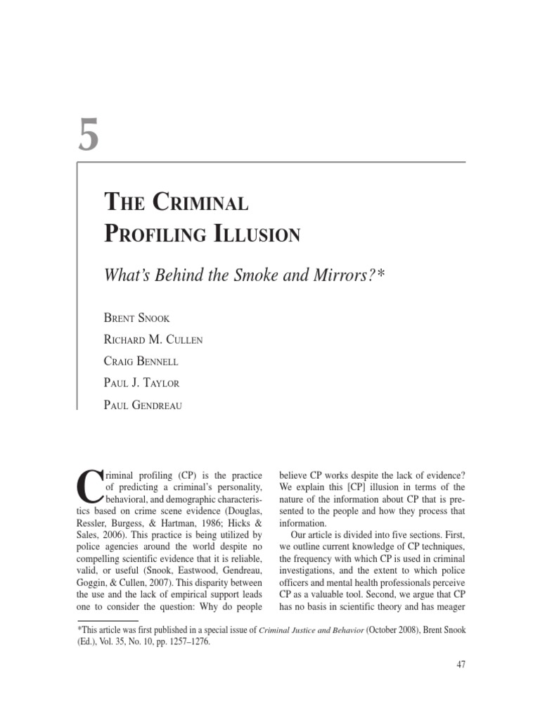 The Illusion of Criminal Profiling | PDF | Offender Profiling | Crime ...