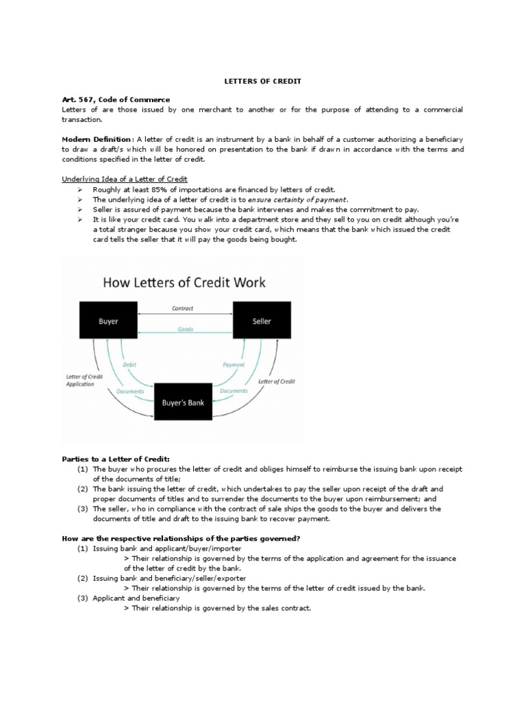 Letters of Credit Negotiable Instruments | PDF | Letter Of Credit ...