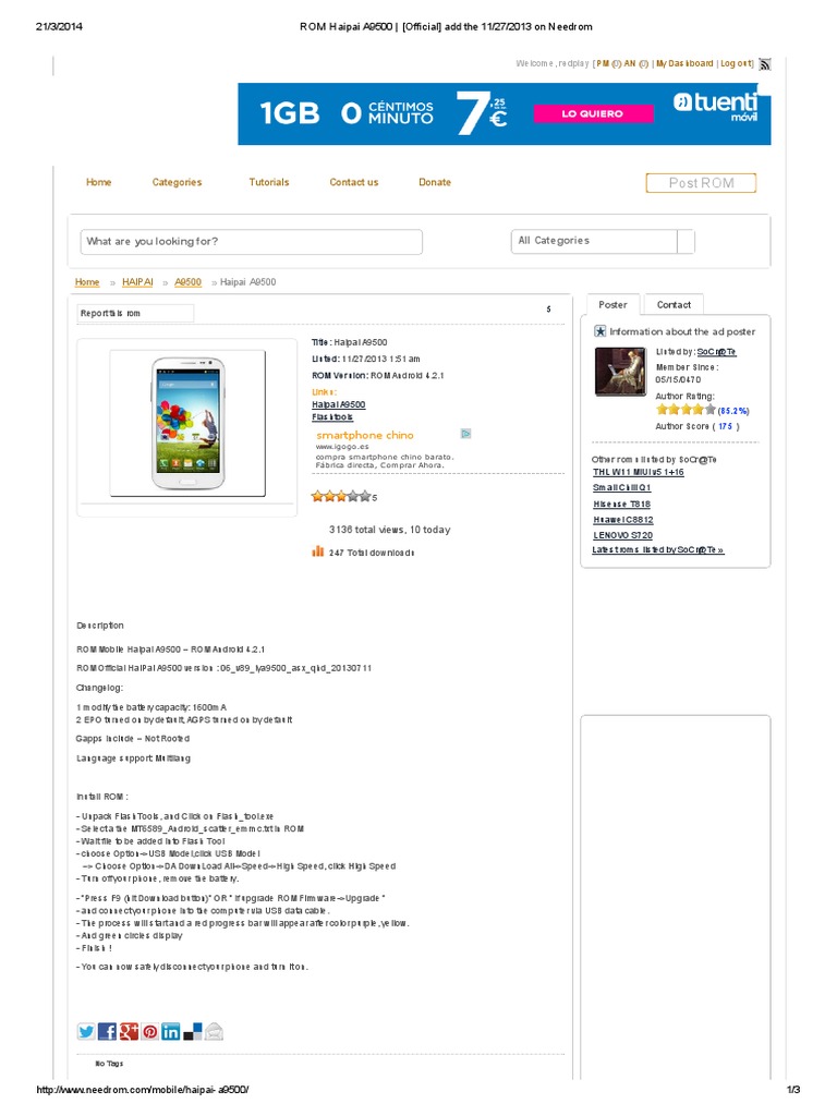 ROM Haipai A9500 - (Official) Add The 11-27-2013 On Needrom | PDF ...