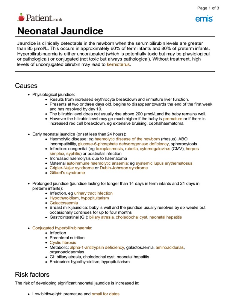 Neonatal Jaundice PDF Health Sciences Medicine