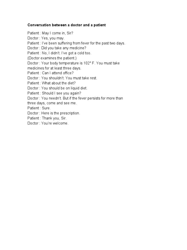 Doctor-Patient Dialogue on Fever | PDF