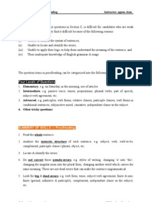 Proofreading Skills, PDF, Verb