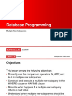 Database Programming: Multiple-Row Subqueries