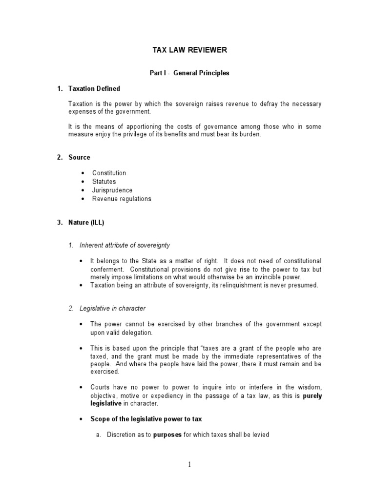 Tax Generalprinciples-Abella Notes | PDF | Taxation In The United ...