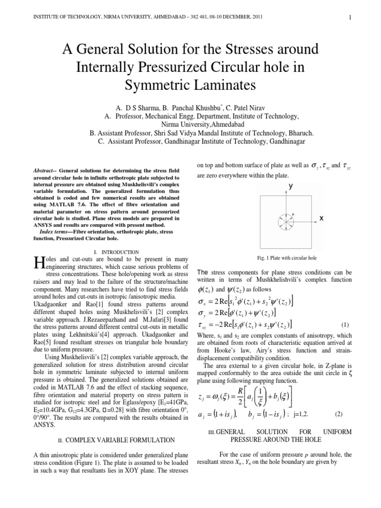 A General Solution For The Stress Around Internally Pressurized ...