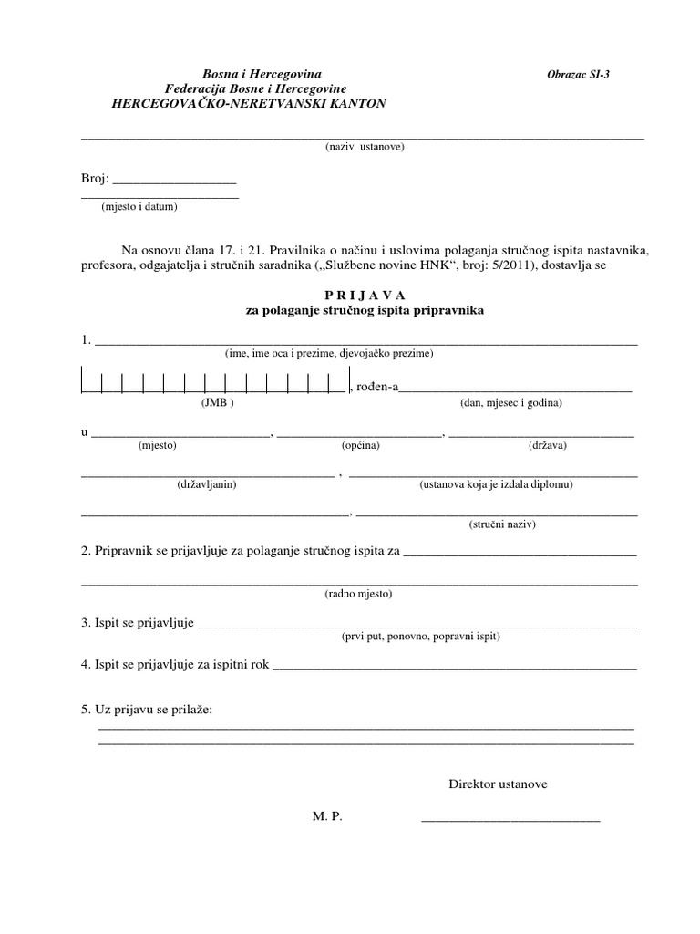 Obrazac SI-3 B | PDF