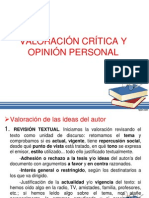 Opinic3b3n Crc3adtica y Val Personal