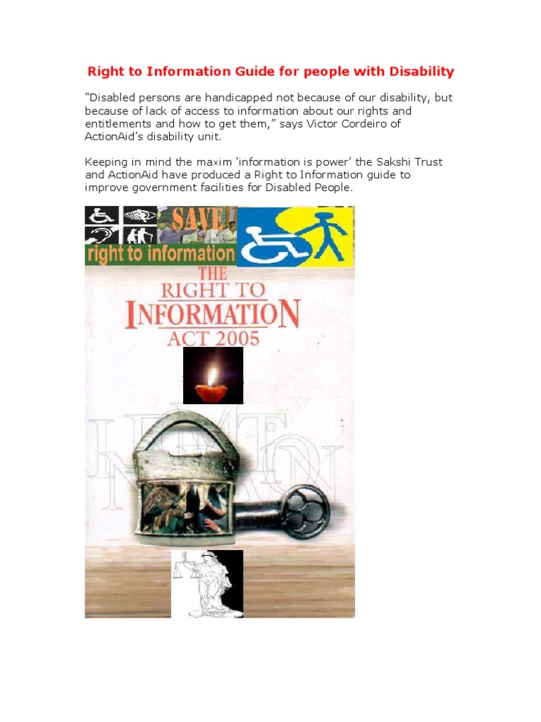 RTI Guide for People with Disabilities | PDF | Freedom Of Information ...