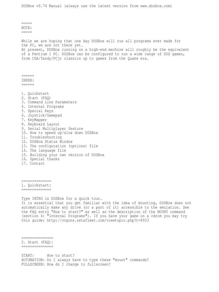 DOSBox Guide for Retro Gamers | PDF | Computers