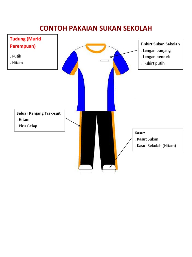 Contoh Pakaian Sukan Sekolah