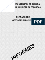 FORMAÇÃO DE GESTORES MUNICIPAIS