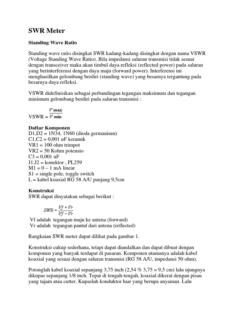 Skema dan Kalibrasi SWR Meter | PDF | Sains & Matematika