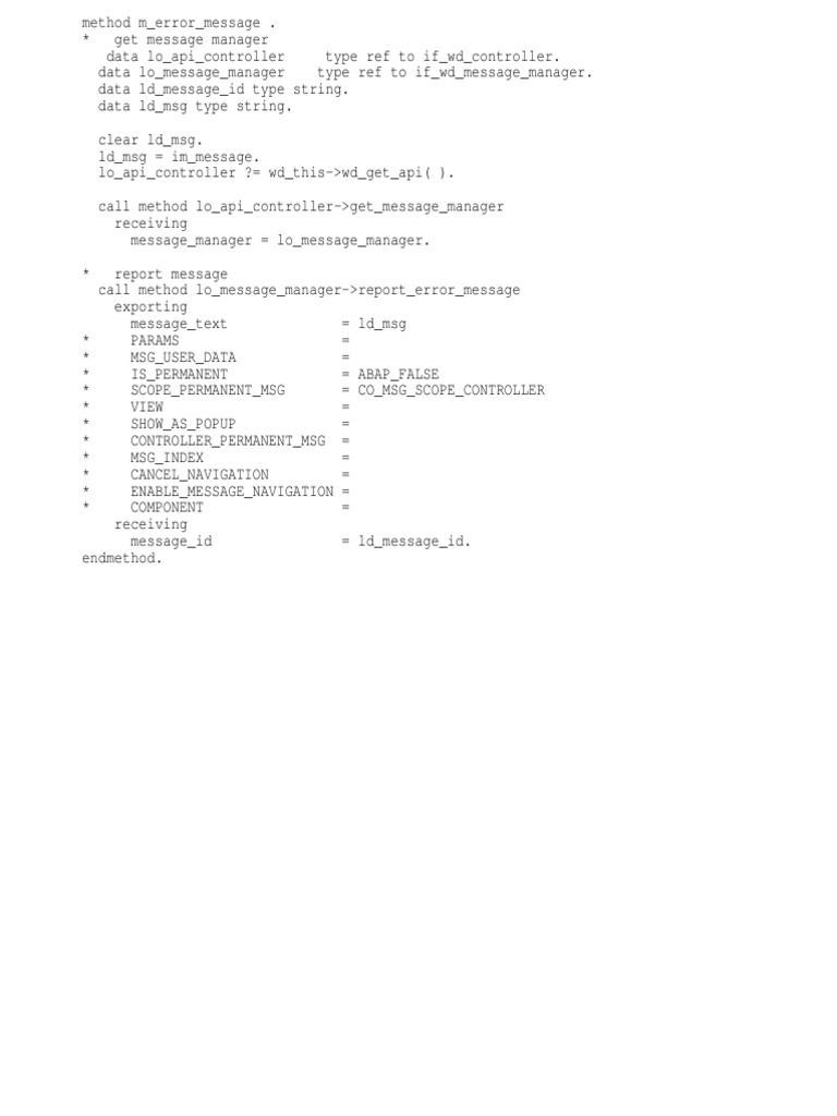 ABAP Method for Reporting Error Messages | PDF | Computers | Technology ...