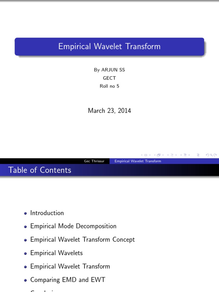 Empirical Wavelet Transform Guide | PDF | Wavelet | Spectral Density