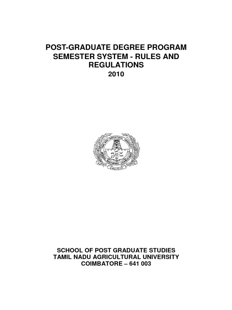 TNAU PG Degree Program Guidelines | PDF | Thesis | Postgraduate Education