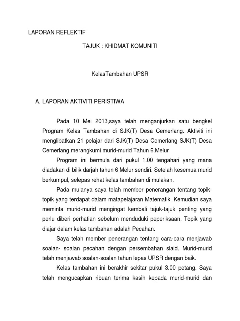 Laporan Reflektif Gotong Royong