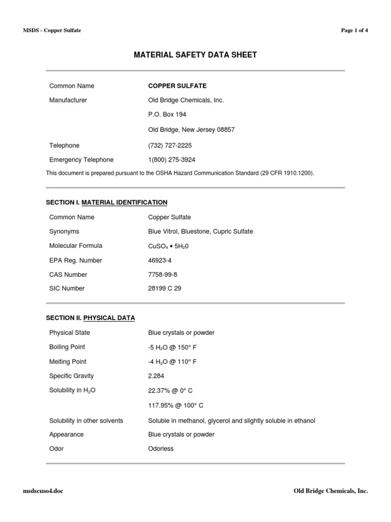 11 Copper Sulphate MSDS 03 Toxicity Copper