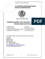 Tender for Supply of Blank Pre Printed Mark Certificates