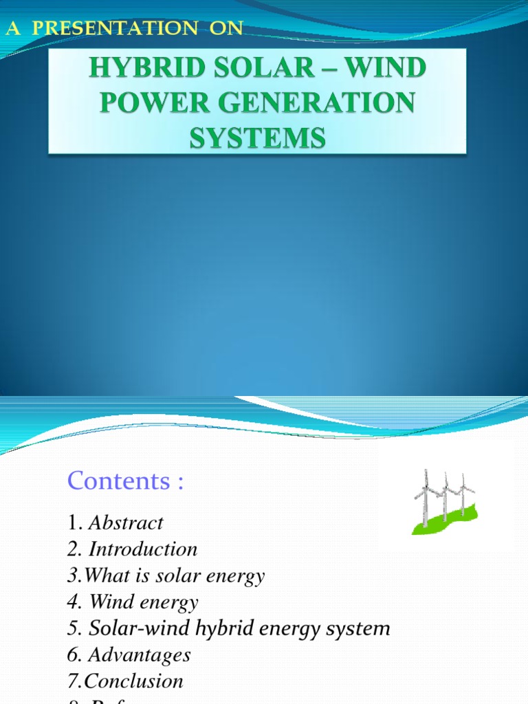 Hybrid Solar Wind Power Generation Systems Pdf Wind Power Solar