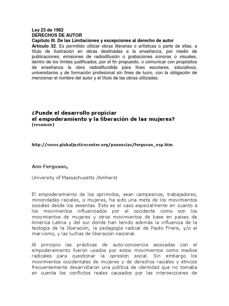 El Empoderamiento y La Liberación de Las Mujeres | PDF | Empoderamiento ...