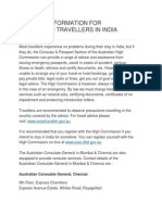 General Information for Australian Travellers in India