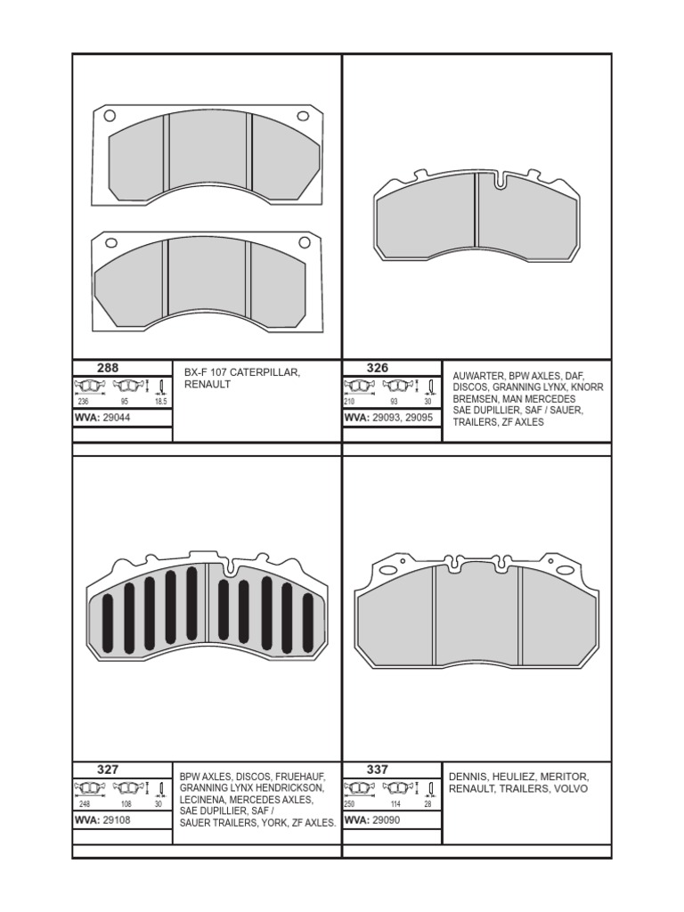 CV Disc Brake Pads Catalogue