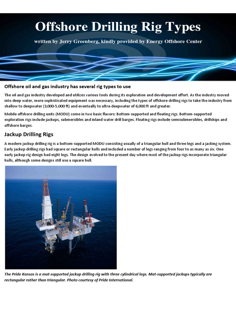 Types of Offshore Drilling Rigs Explained | PDF | Offshore Drilling ...