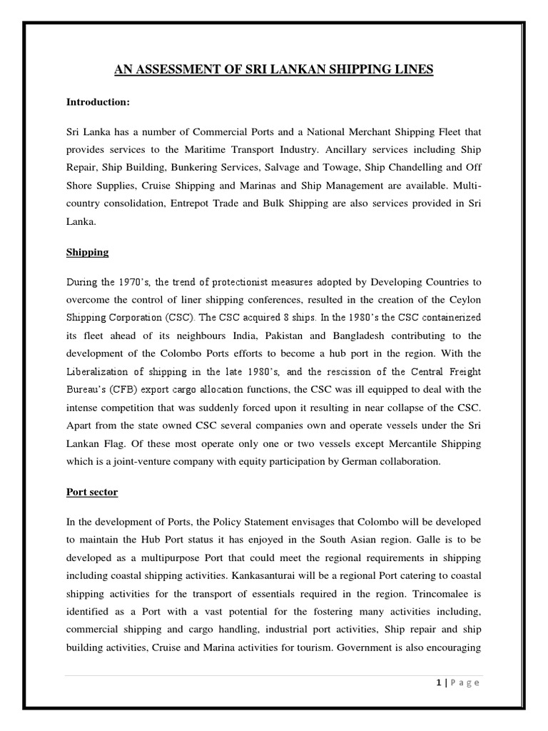 Sri Lankan Shipping Lines Overview | PDF | Ship Transport | Ships
