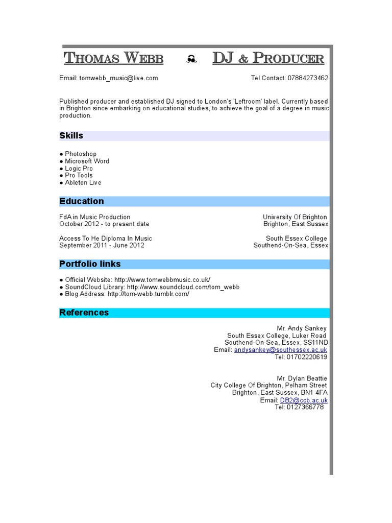 Thomas Webb's CV | PDF