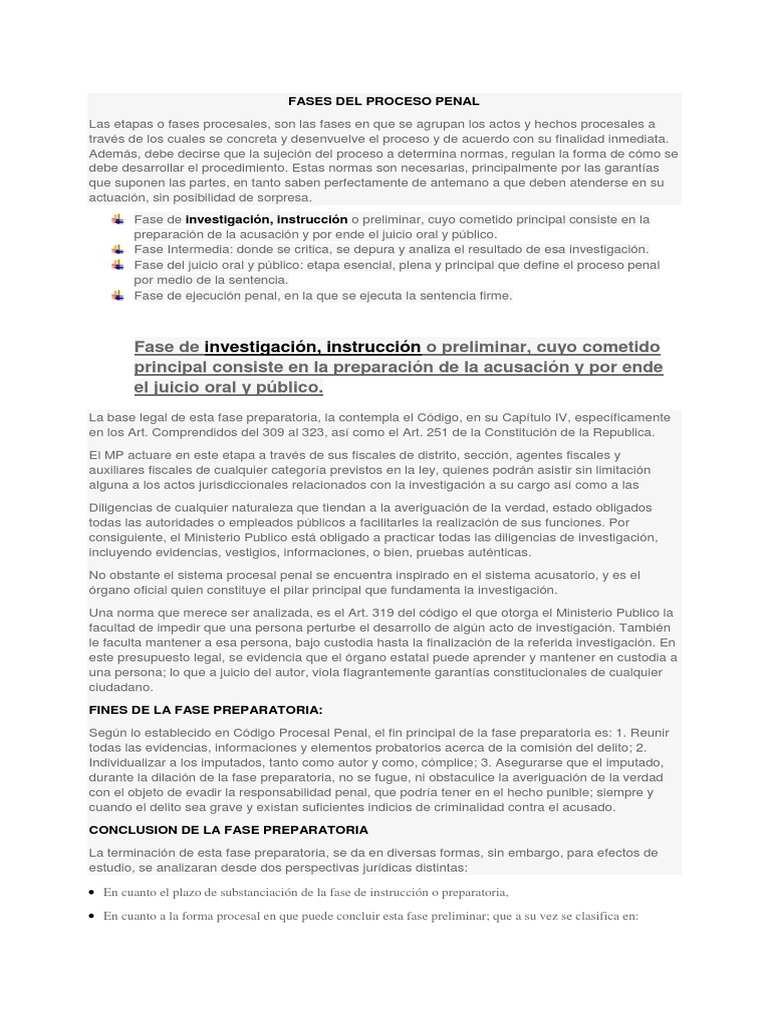 Fases Del Proceso Penal | PDF | Ley procesal | Procedimiento Criminal